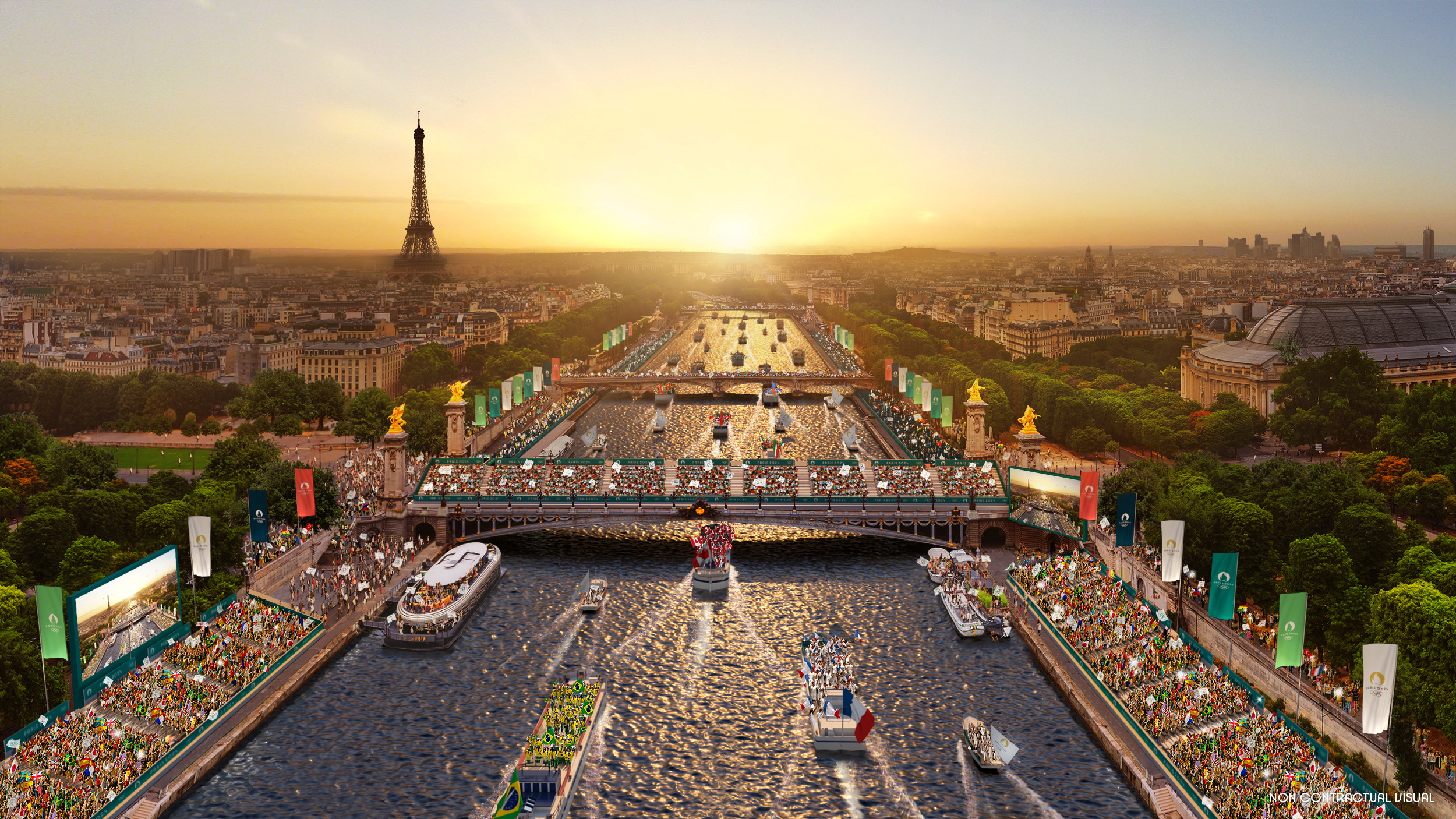 A visualisation of the 2024 Paris Olympic Games opening ceremony is pictured in this undated handout obtained December 13, 2021. Paris 2024/Florian Hulleu/Handout via REUTERS THIS IMAGE HAS BEEN SUPPLIED BY A THIRD PARTY NO RESALES. NO ARCHIVES