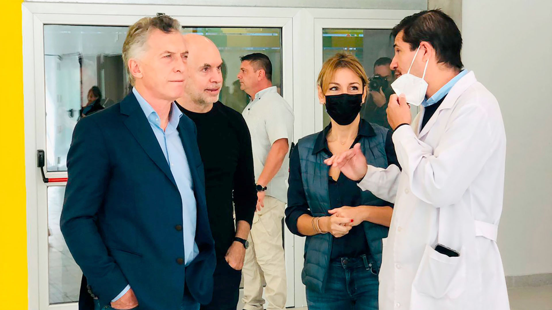 Mauricio Macri, Horacio Rodríguez Larreta y Soledad Acuña (Foto: Infobae)
