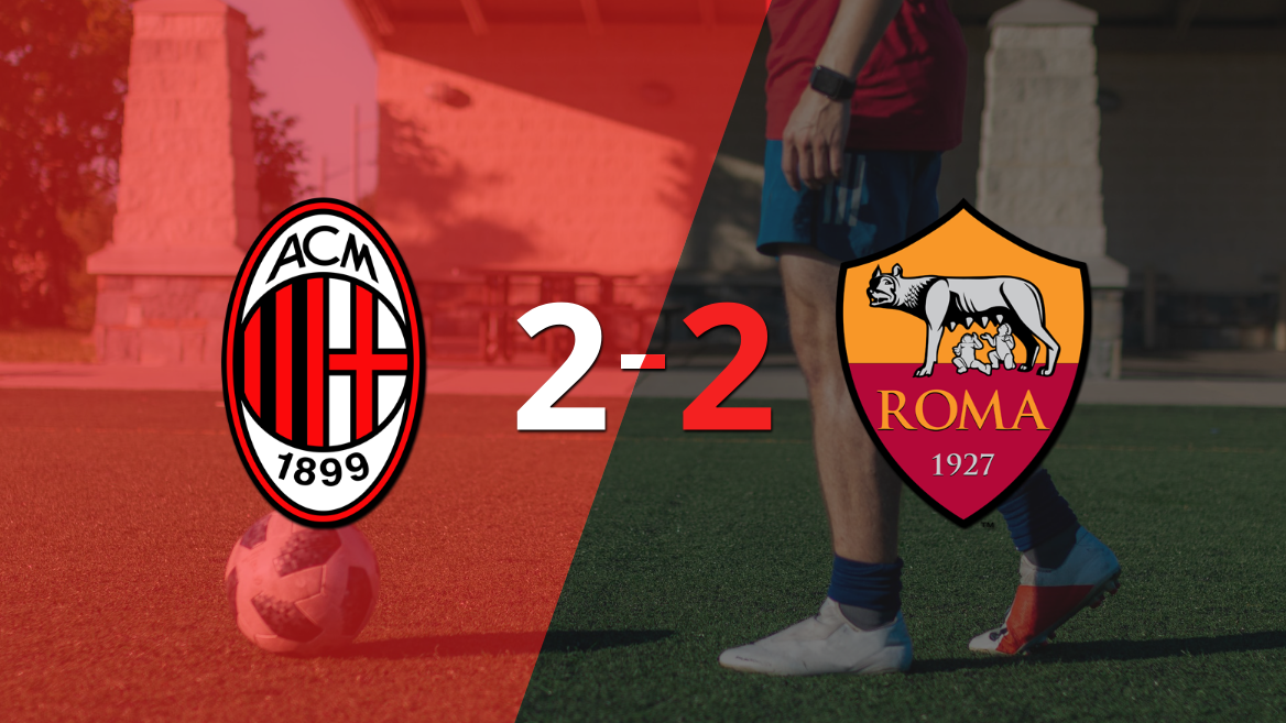En un emocionante partido, Milan y Roma empataron 2-2