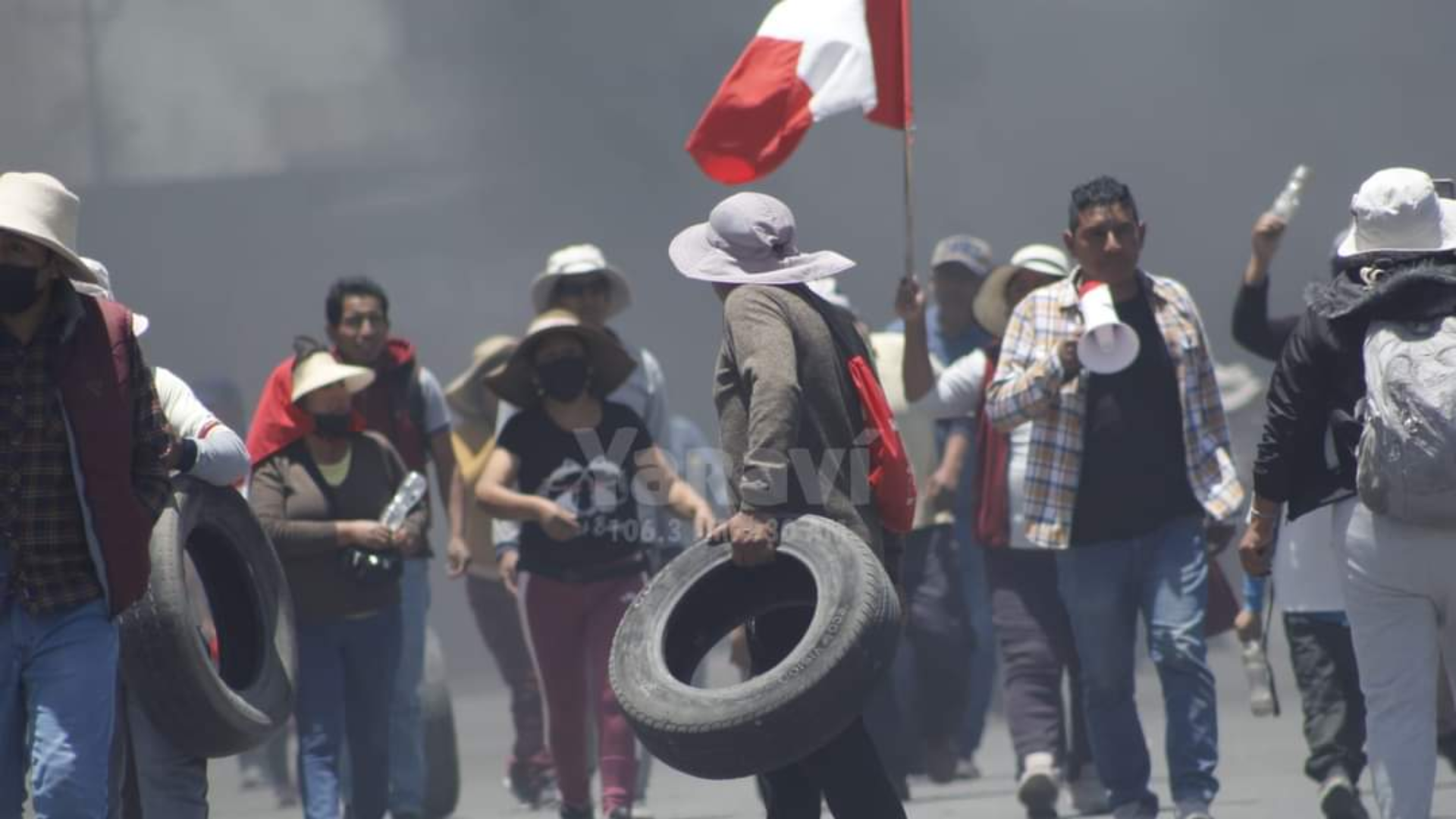 Protestas en Arequipa: pobladores se reúnen para respaldar a la ciudad de Juliaca.
Foto: Radio Yaraví / Diego Condori
