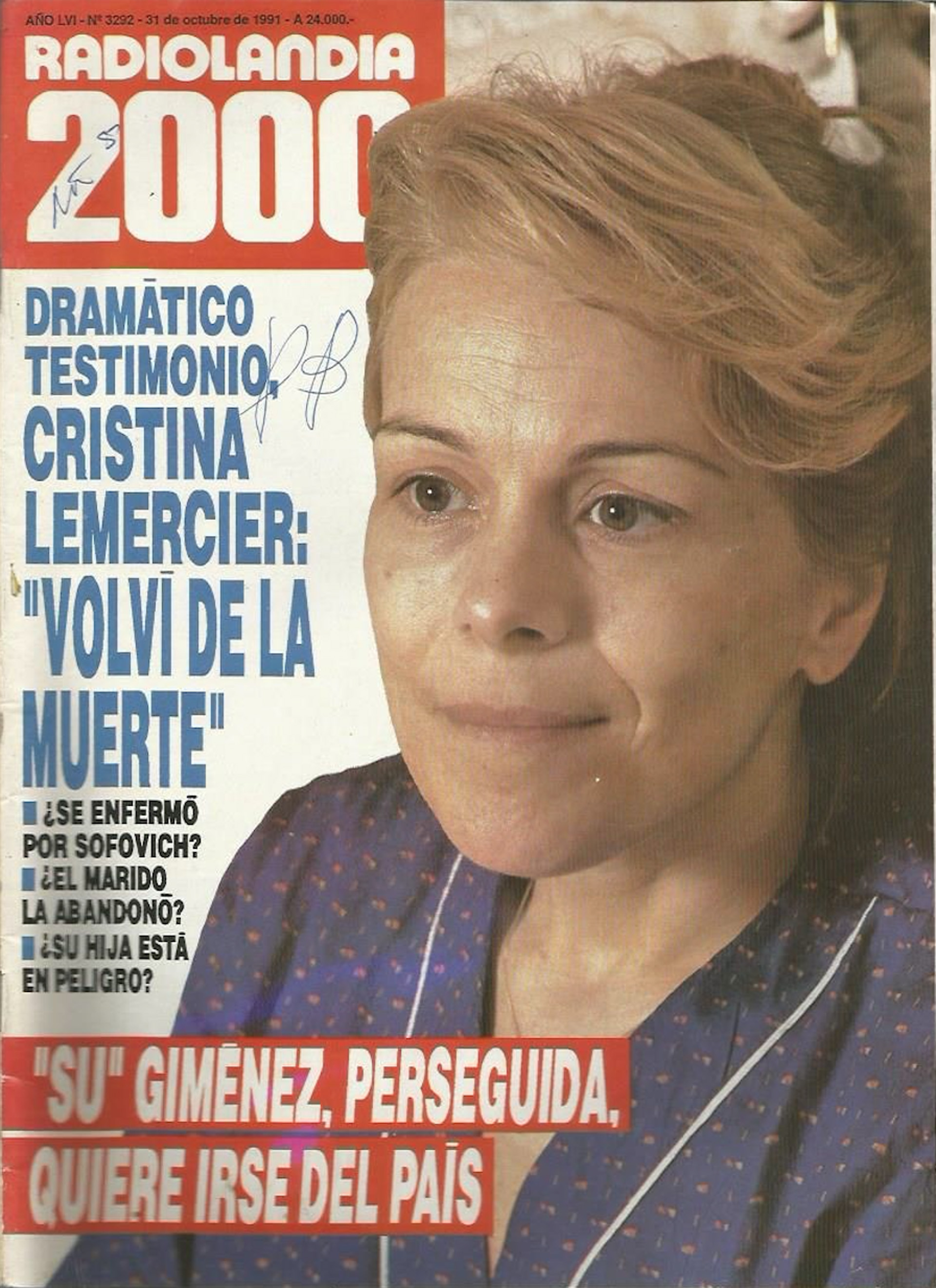 En 1992, Cristina Lemercier tuvo un problema serio de salud que la llevó a perder más de 10 kilos y a ser intervenida quirúrgicamente tres veces (Imagen: Radiolandia 2000 / Archivo TEA)