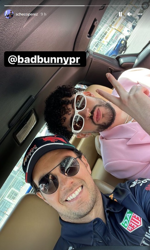 Checo Pérez y Bad Bunny convivieron juntos previo al Gran Premio de Miami (Foto: Instagram/@schecoperez)
