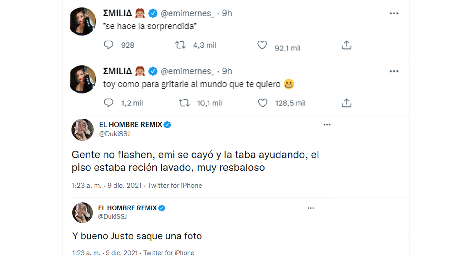Los tuits de Duki y Emilia después de blanquear su relación: entre el humor y el romanticismo