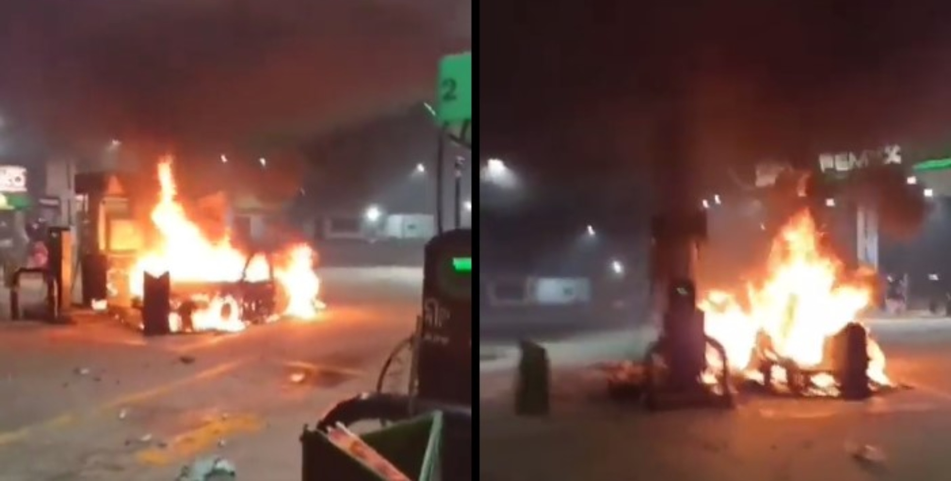 Grupo armado incendió gasolinera y un vehículo en Zitácuaro, Michoacán 