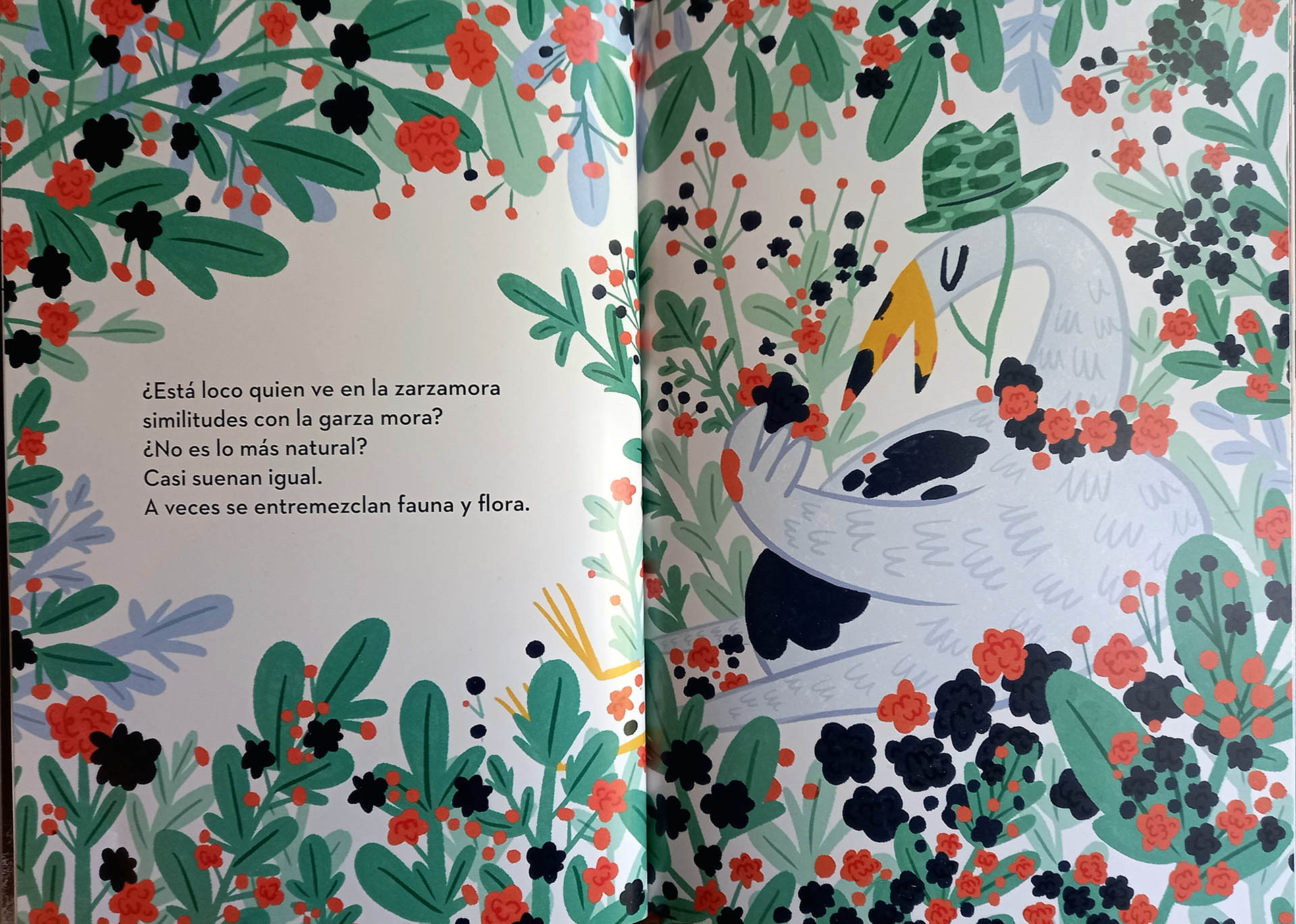 Una página interior de "Animal entendido", escrito por Laura Wittner y Juan Nadalini e ilustrado por Brenda Ruseler