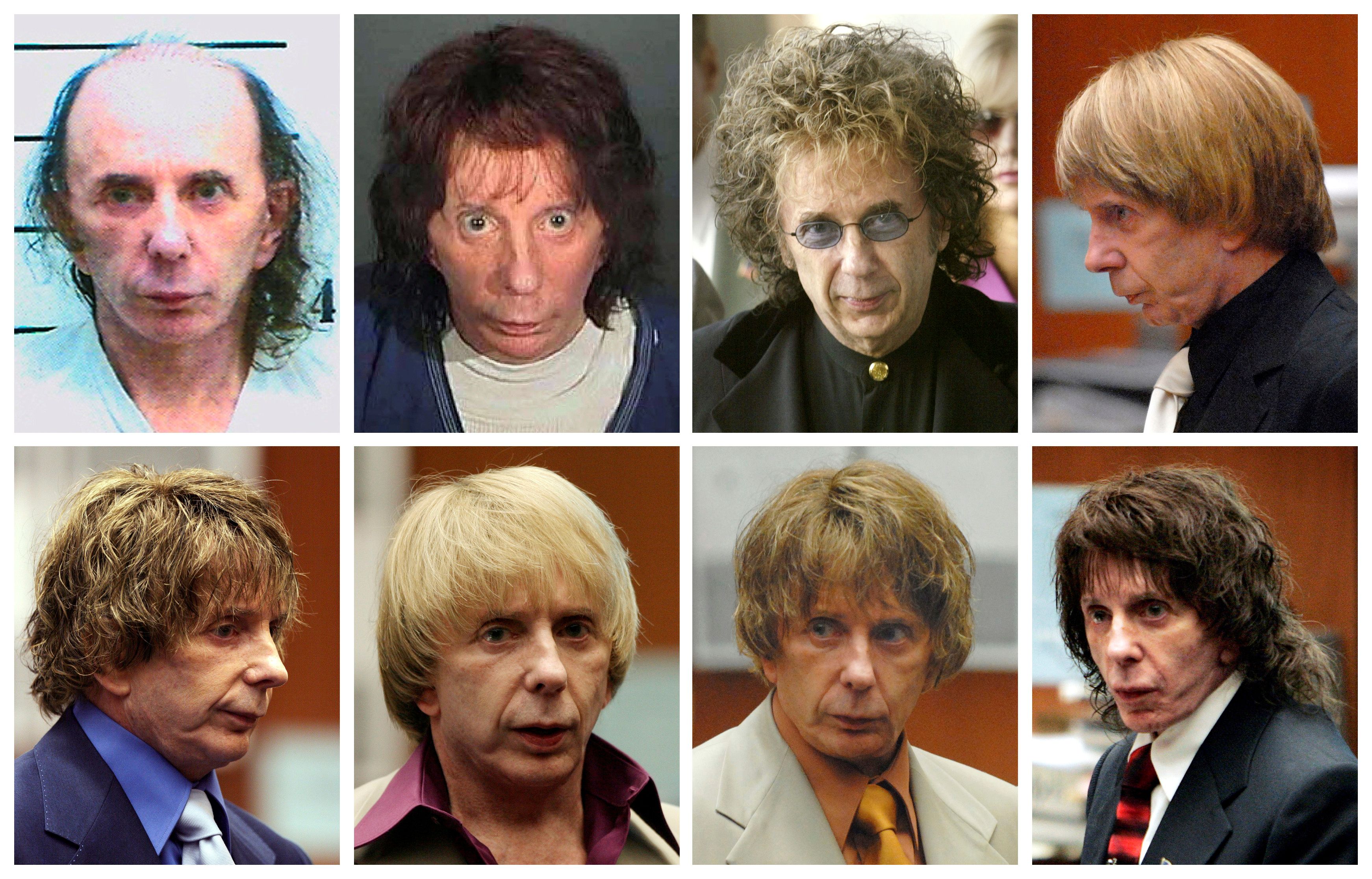 FILE PHOTO: Combination image of music producer Phil Spector wearing a variety of wigs during his murder trial