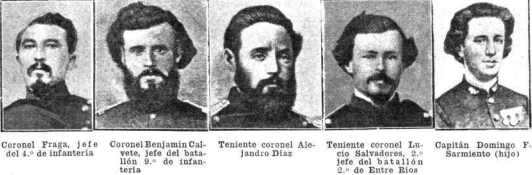 Cinco de los oficiales caídos en esa batalla. La noche anterior habían presentido que morirían en el combate