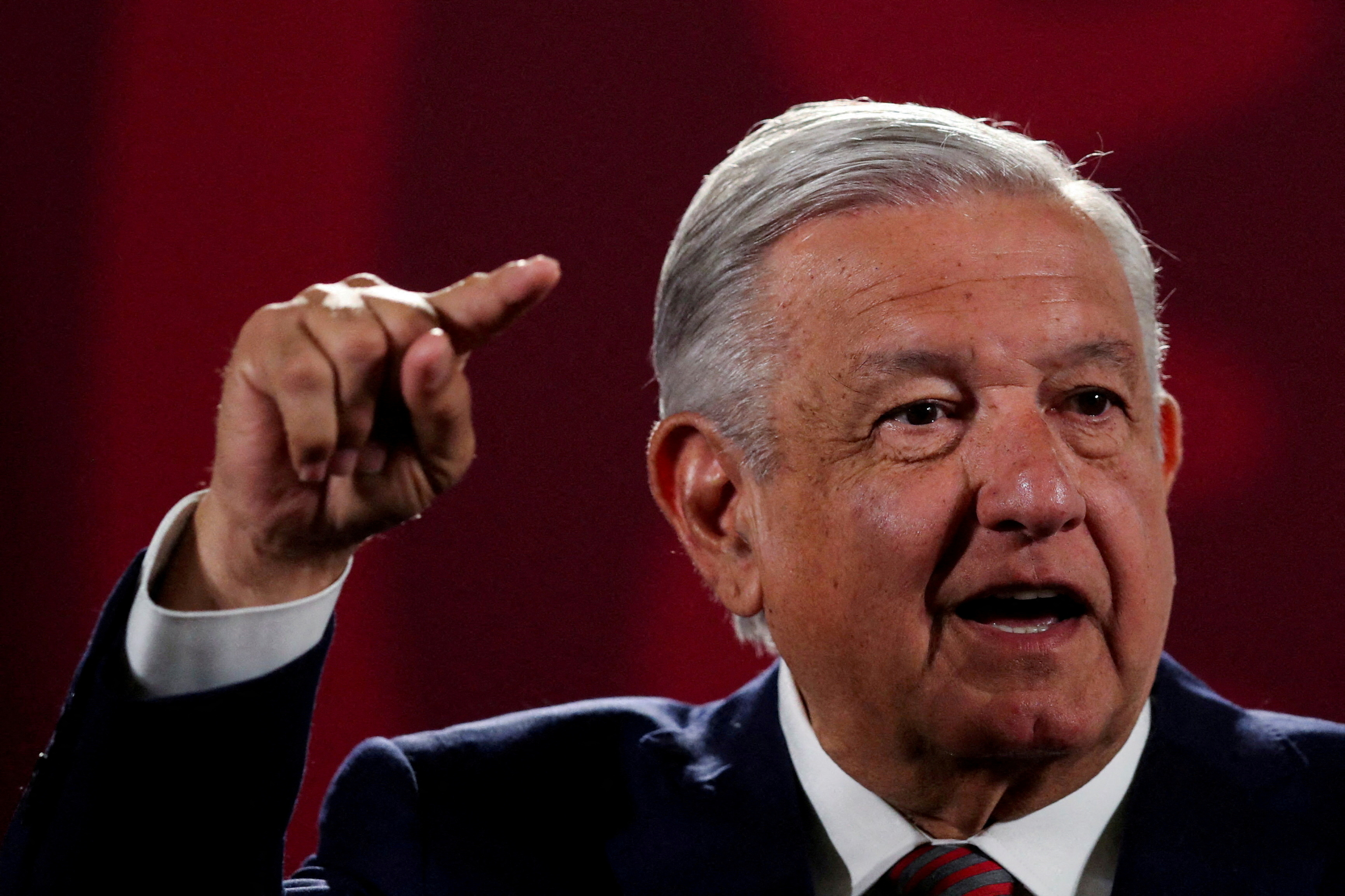 FILE PHOTO: Mexico's President Andres Manuel Lopez Obrador gestures during a news conference at the National Palace in Mexico City, Mexico June 20, 2022. REUTERS/Edgard Garrido//File Photo
