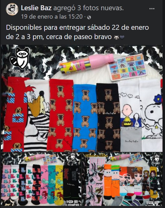 Leslie vendía calcetas a través de Facebook y otros artículos como fundas para celular (Foto: Facebook / @VentasLeslieA)
