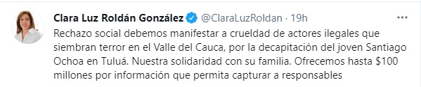 Foto: Twitter Clara Luz Roldán