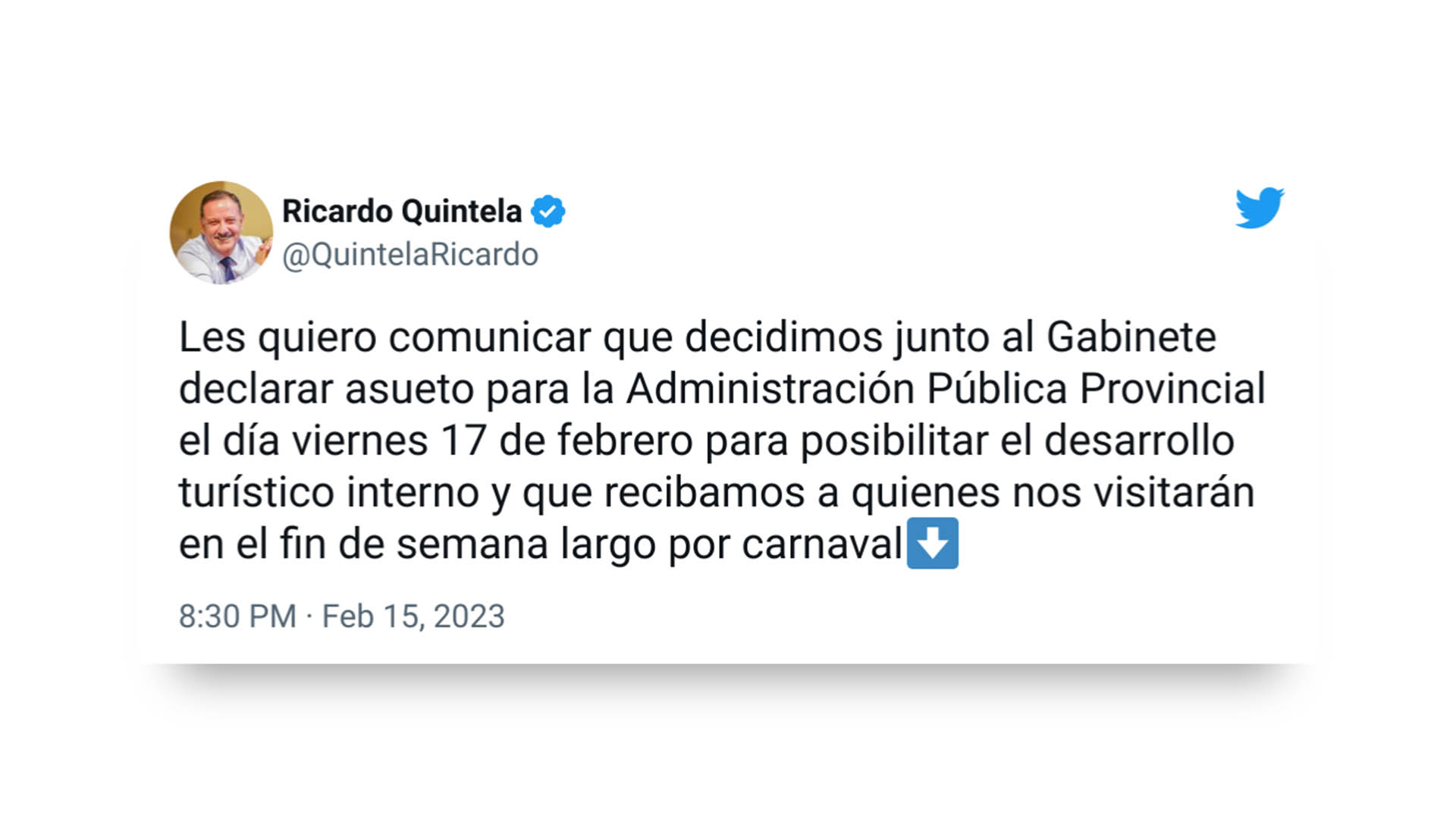 El Gobernador Quintela Sumó Un Feriado En La Rioja Y El Fin De Semana De Carnaval Tendrá Seis 7369