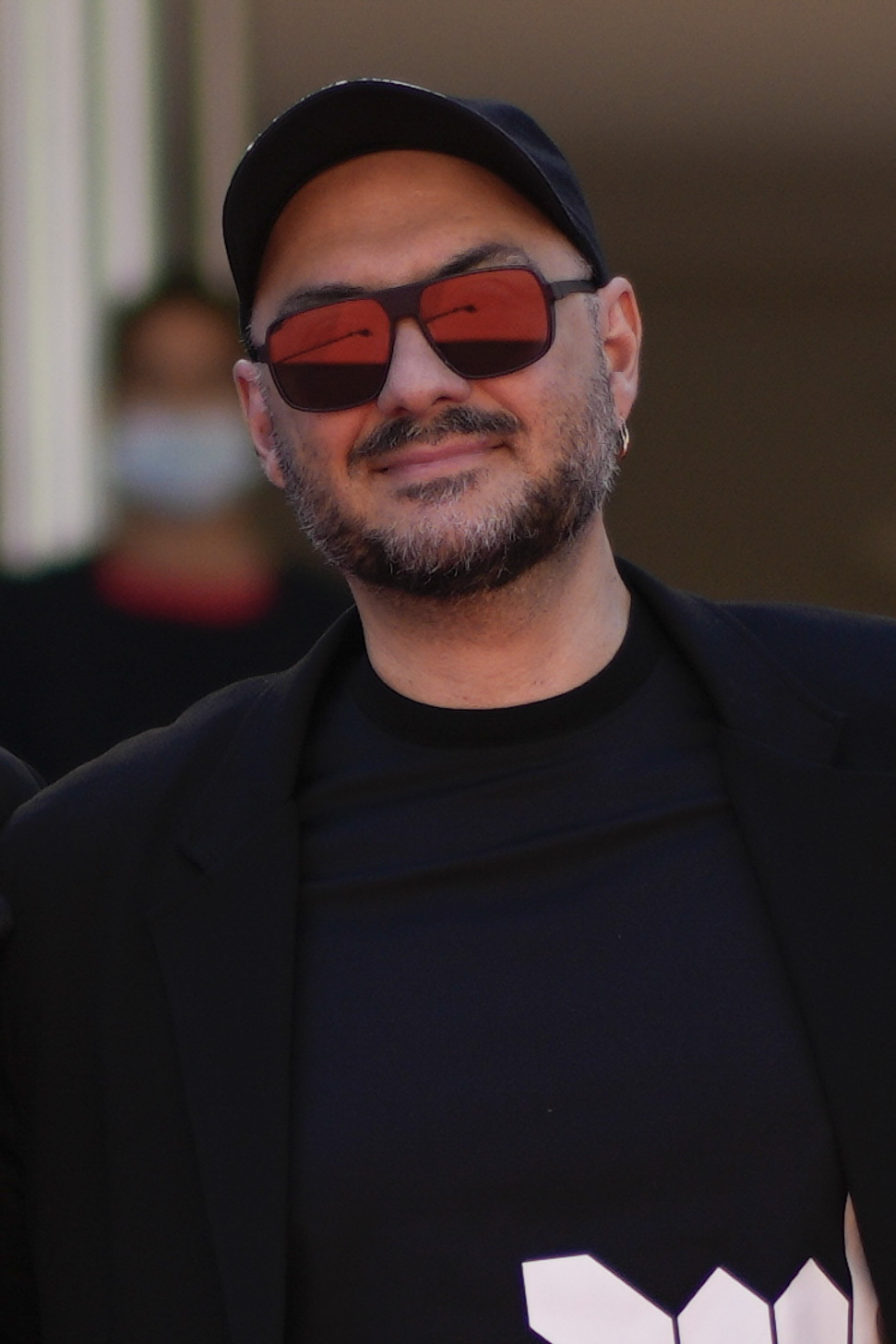 Russian director Kirill Serebrennikov poses upon arrival at the premiere of his film "Tchaikovsky's wife" at the 75th Cannes International Film Festival on Wednesday May 18, 2022 in Cannes, France.  (AP Photo/Daniel Cole)