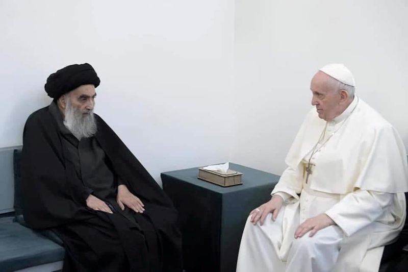 El Papa Francisco se reunió con el principal clérigo chií iraquí, el gran ayatolá Ali al-Sistani, en Nayaf