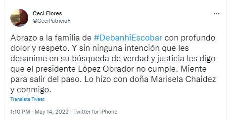 Ceci Flores warned Mario that "López Obrador does not comply" the promises in terms of seeking justice.  (Photo: screenshot)