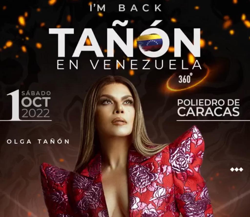 Flyer del concierto de Olga Tañón en Venezuela