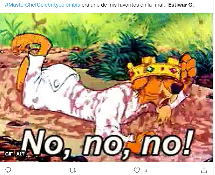Usuarios lamentan con memes la salida de Estiwar G de MasterChef Celebrity Colombia. Foto: Twitter