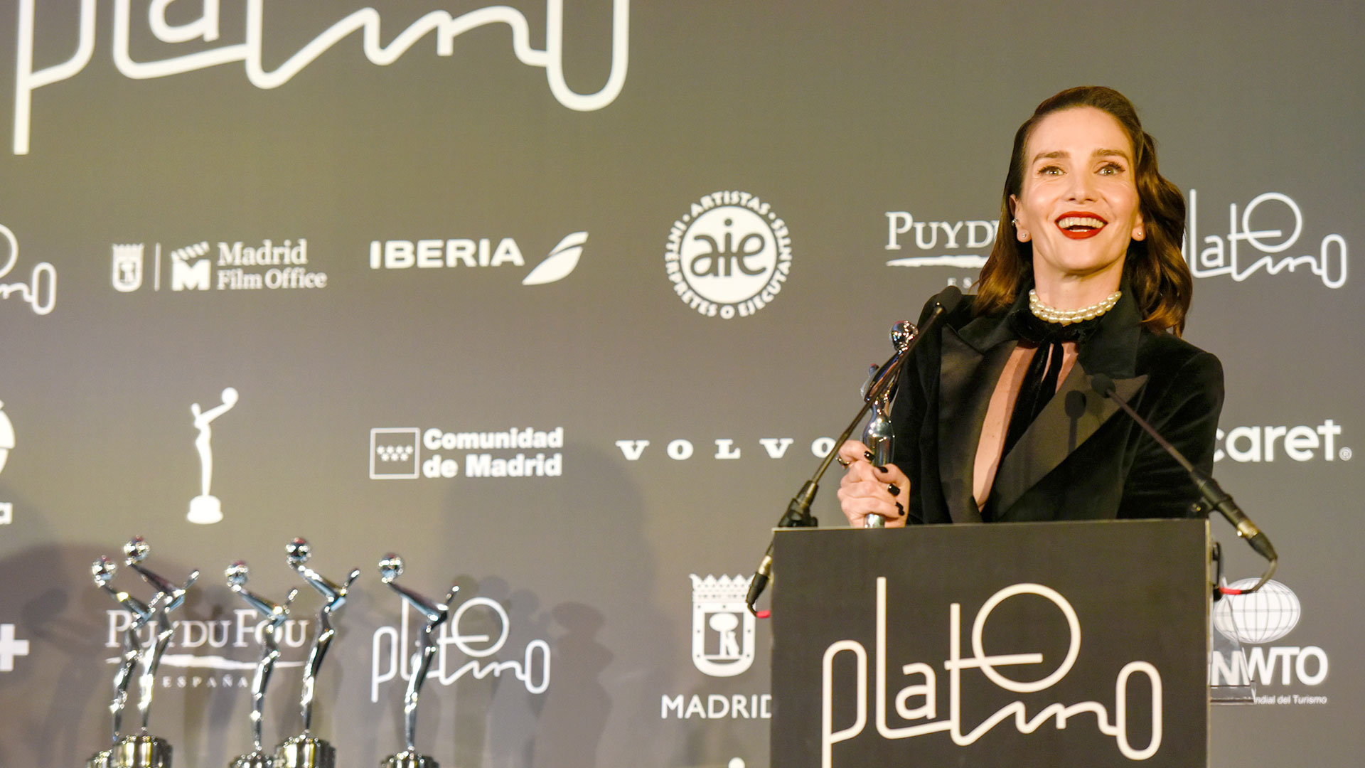 La ganadora en la terna mejor interpretación femenina en miniserie o teleserie fue Natalia Oreiro por su protagónico en Santa Evita (Créditos: Prensa Premios Platino)