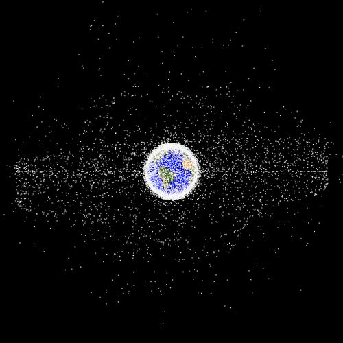 Imagen de la NASA que muestra la basura espacial alrededor de la Tierra 
