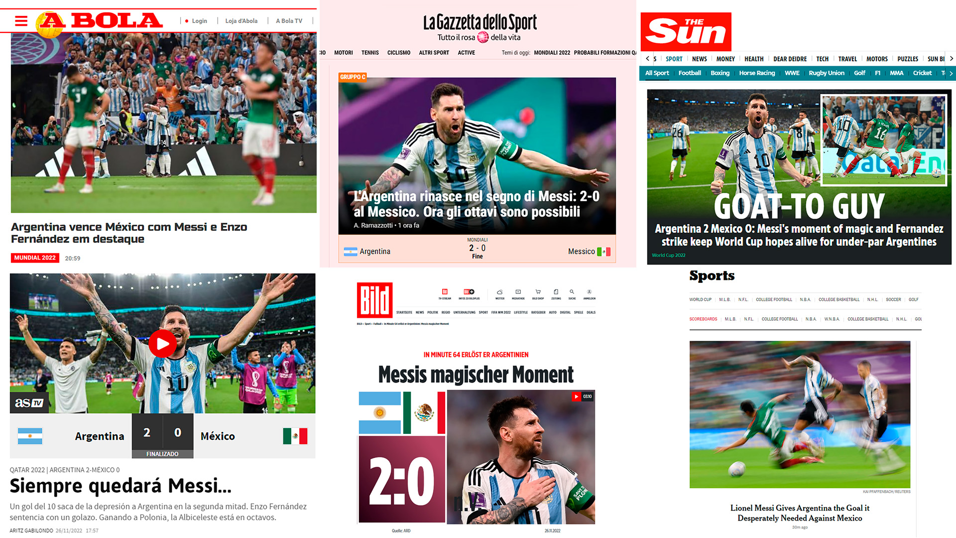 por favor no lo hagas Coordinar cilindro Messi despierta a Argentina de la pesadilla” y “GOAT”: qué dijeron los  medios del mundo sobre el triunfo de la Albiceleste ante México en Qatar  2022 - Infobae
