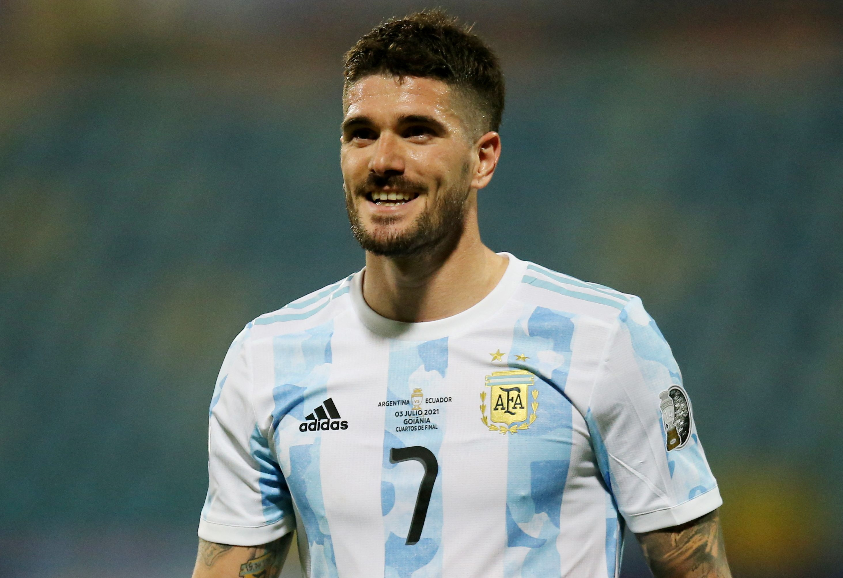 FILE PHOTO: Soccer Football - Copa America 2021 - Quarter Final - Argentina v Ecuador - Estadio Olimpico, Goiania, Brazil - July 3, 2021 Argentina's Rodrigo De Paul REUTERS/Diego Vara/File Photo