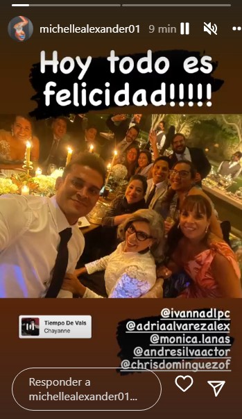 Michelle Alexander en la boda de Ethel Pozo. (Instagram)