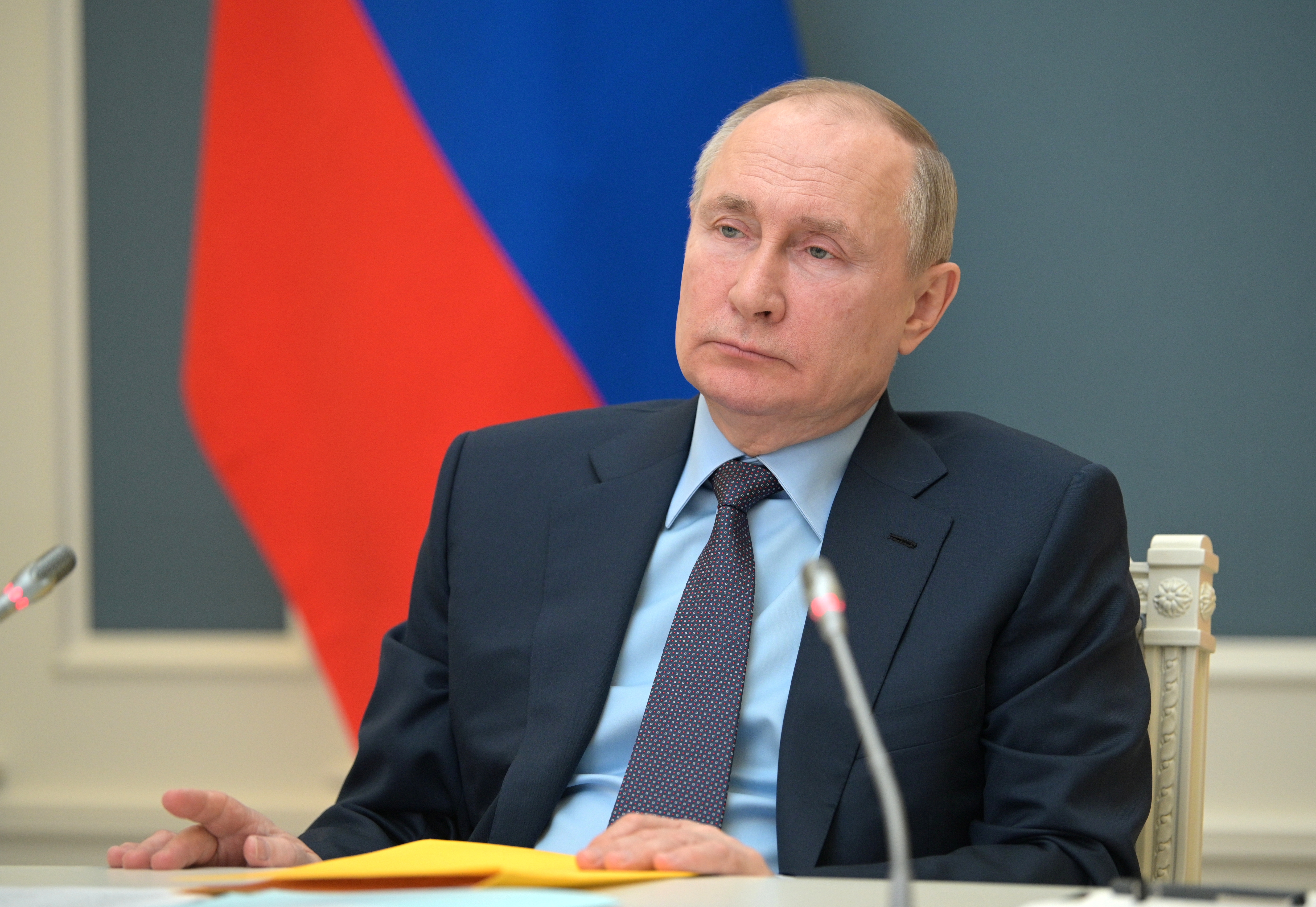 El presidente ruso Vladimir Putin durante una conferencia el 14 de abril (Sputnik/Alexei Druzhinin/Kremlin via REUTERS)