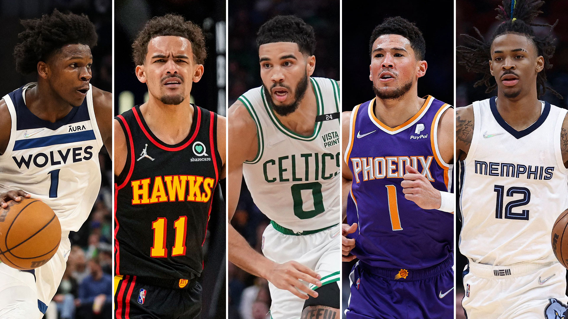 Anthony Edwards, Trae Young, Jayson Tatum, Devin Booker y Ja Morant cinco estrellas que intentarán pisar el camino de las leyendas de la NBA