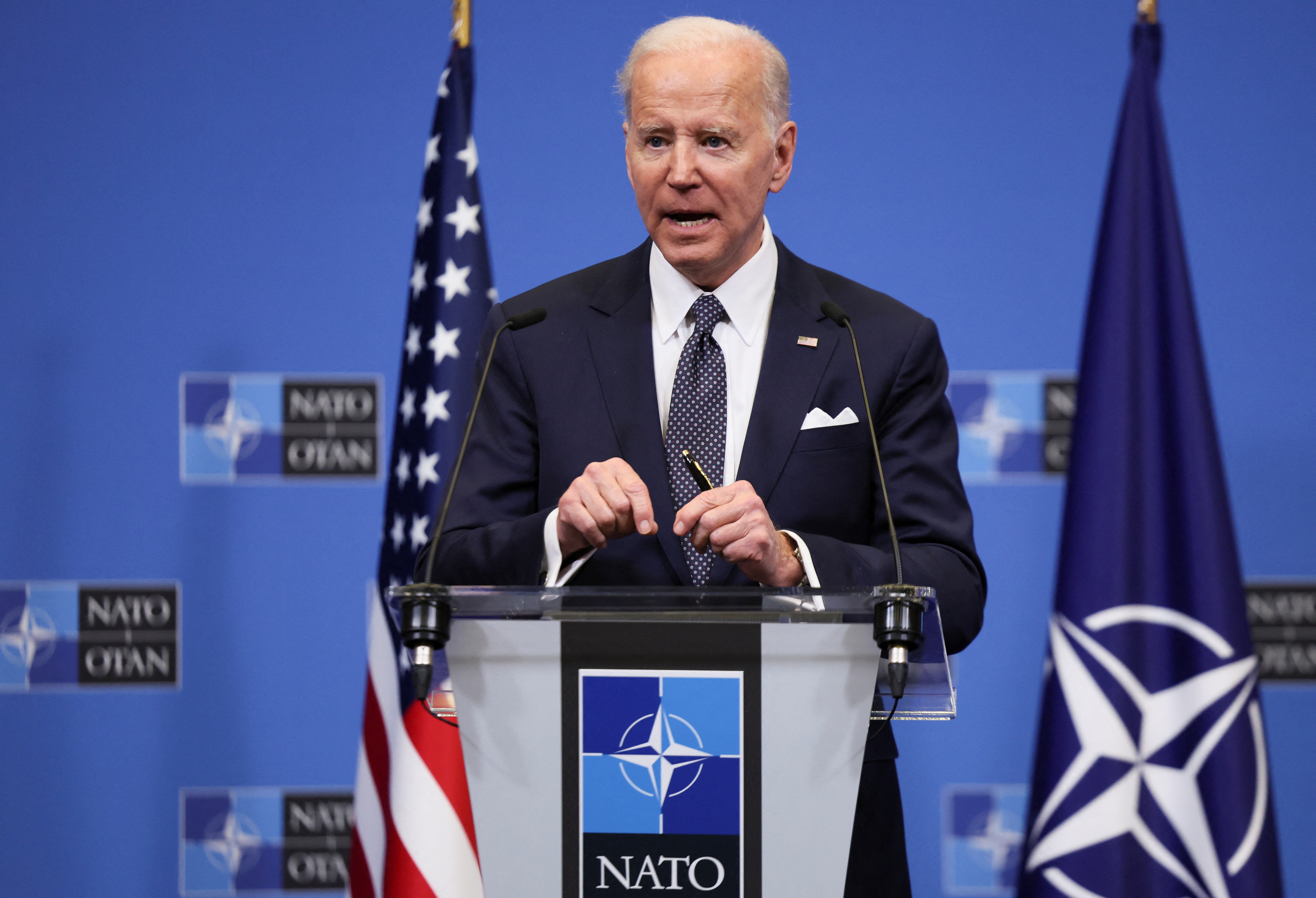 El presidente Joe Biden en Bruselas, tras una reunión de la OTAN (REUTERS/Evelyn Hockstein)