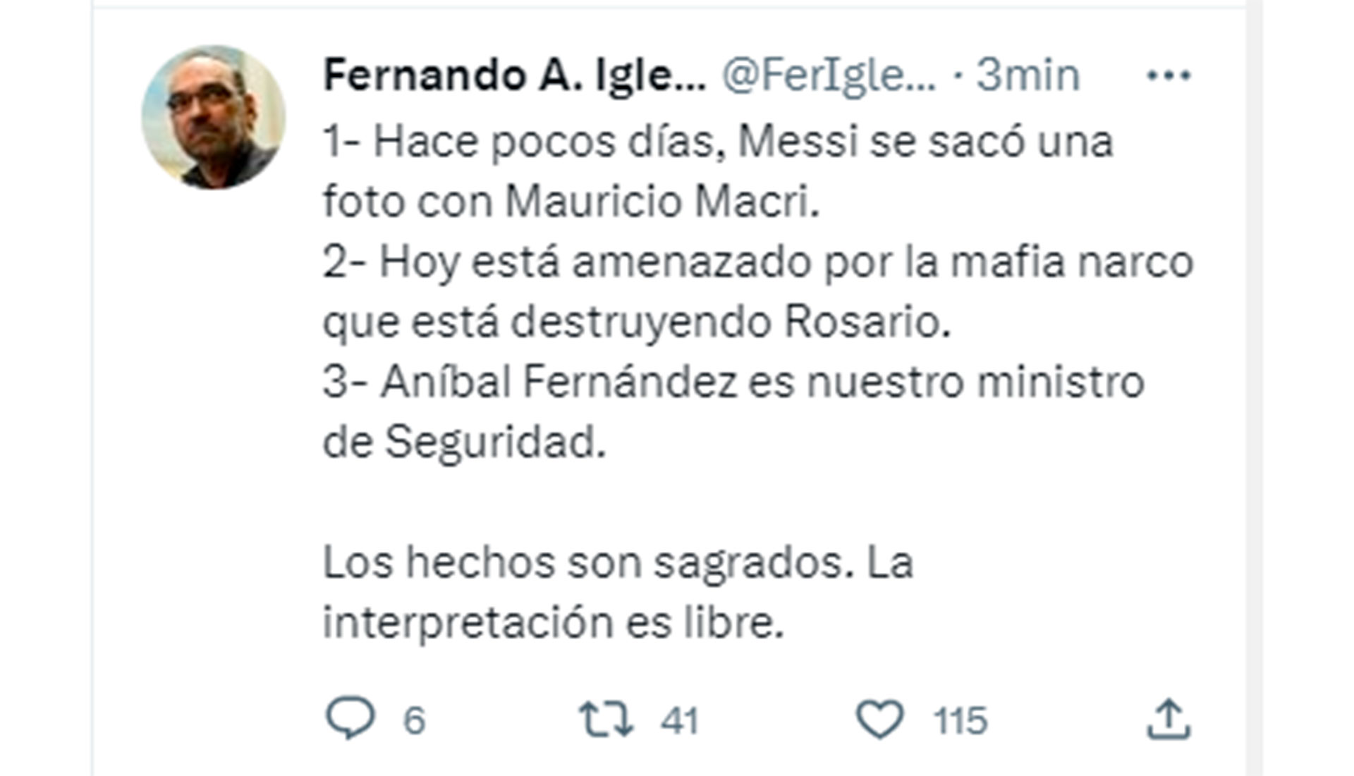 El tuit del diputado Fernando Iglesias