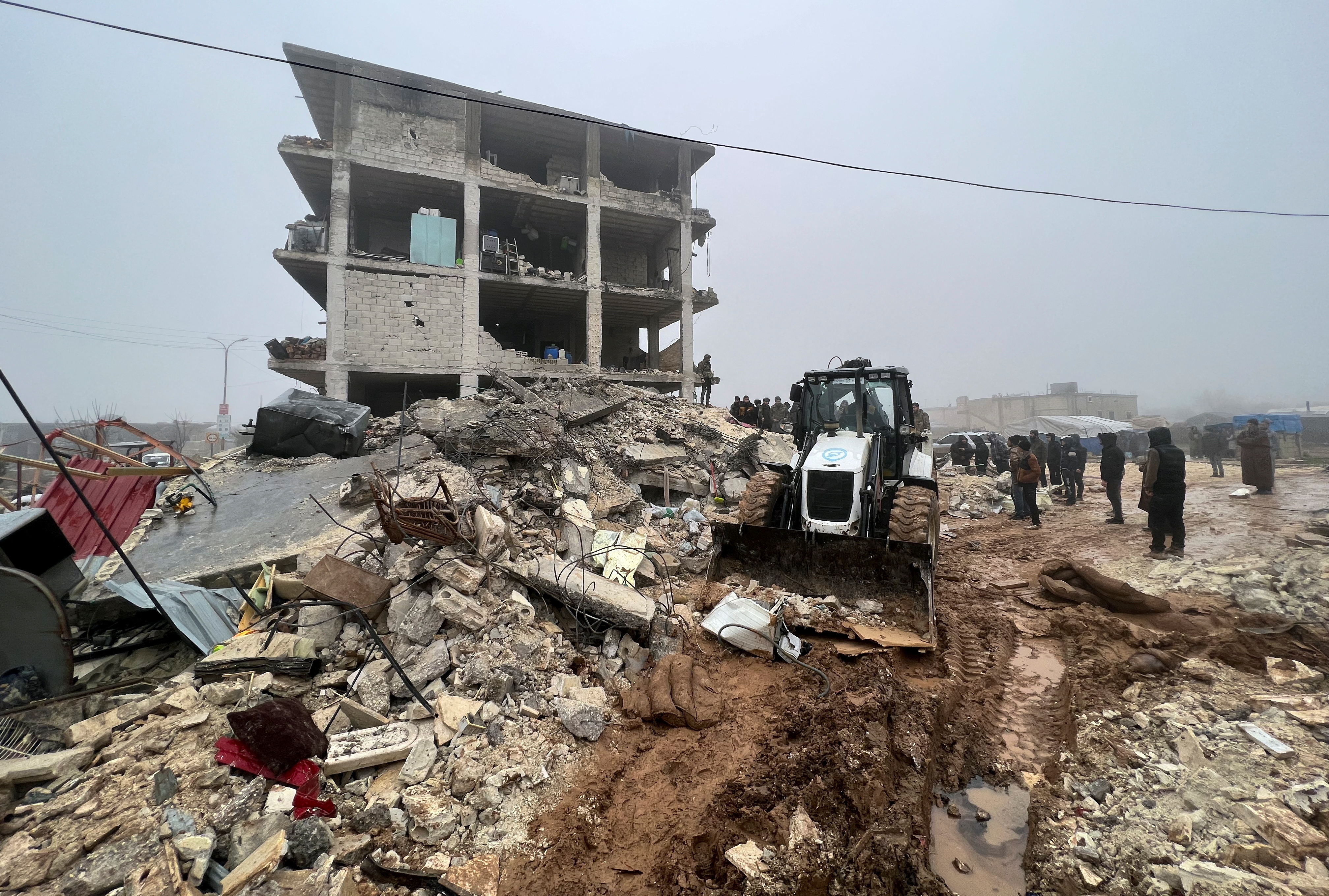 Imagen de la destrucción causada por el terremoto en la ciudad de Jandaris, Siria.