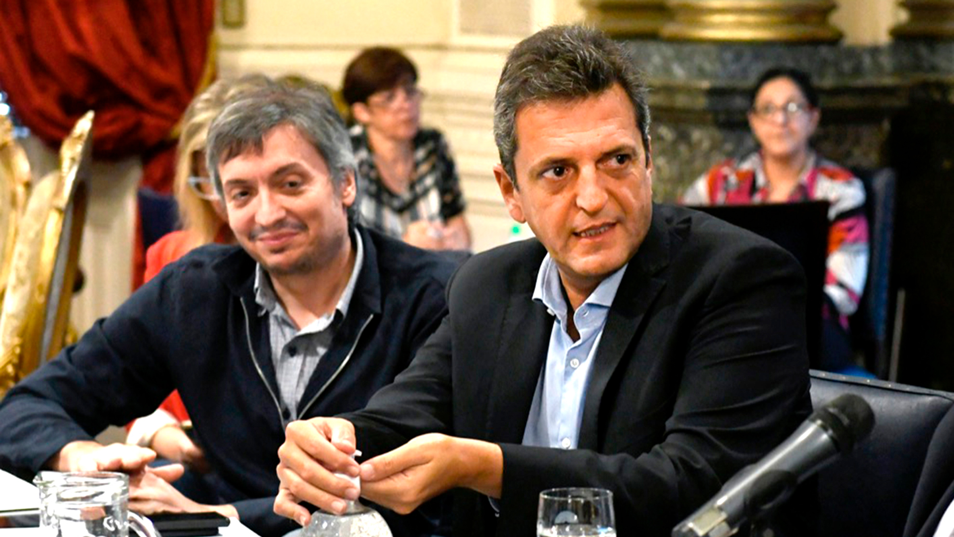 Sergio Massa y Máximo Kirchner en la Cámara de Diputados