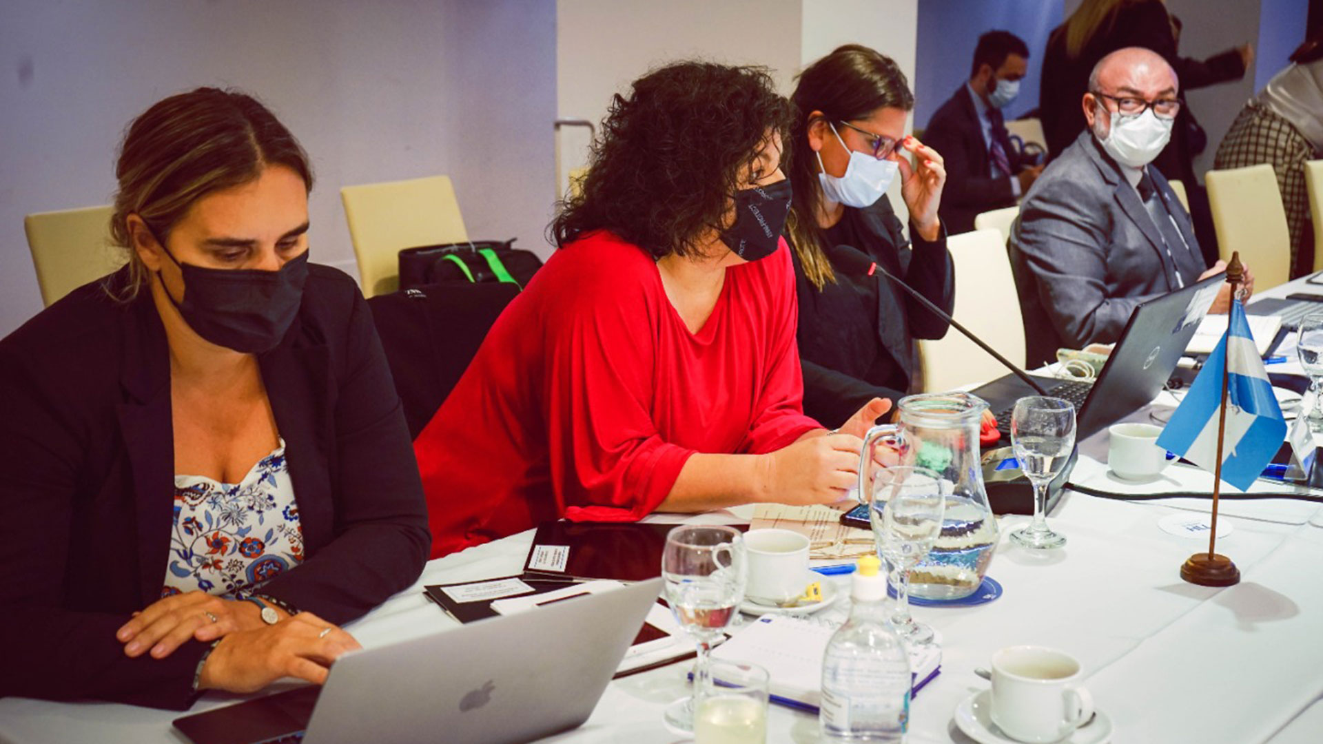 De rojo, Carla Vizotti, Ministra de Salud argentina en la IV Reunión Extraordinaria de Ministros de Salud del Mercosur y países asociados. (Ministerio de Salud)