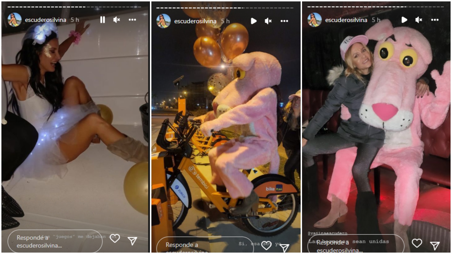 Silvina Escudero dressed up as a sexy Pink Panther bride for her bachelorette party