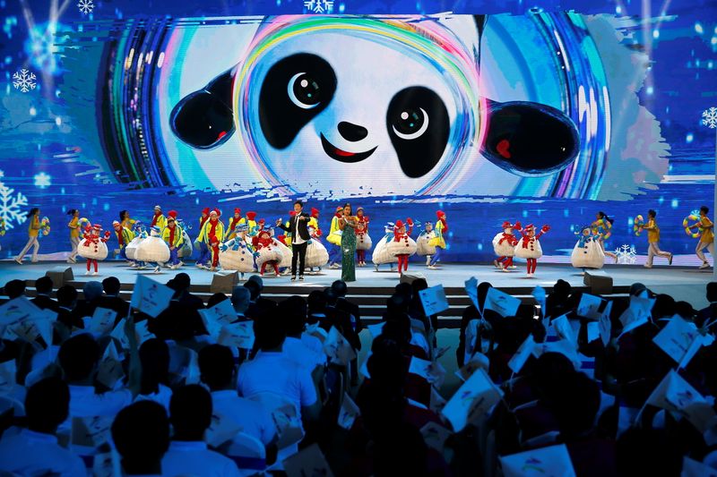Foto la ceremonia de presentación del logo y el eslogan de los Juegos Olímpicos de Invierno de Pekín 2022. 
Sep 17, 2021. REUTERS/Tingshu Wang