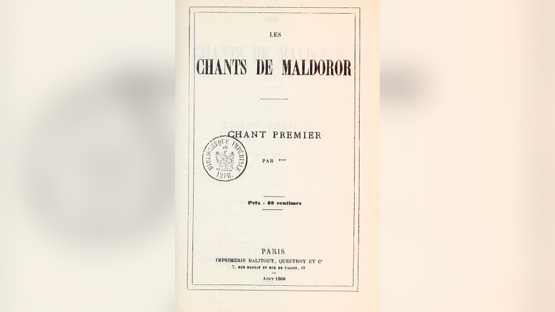 Primera edición de "Los cantos de Maldoror"