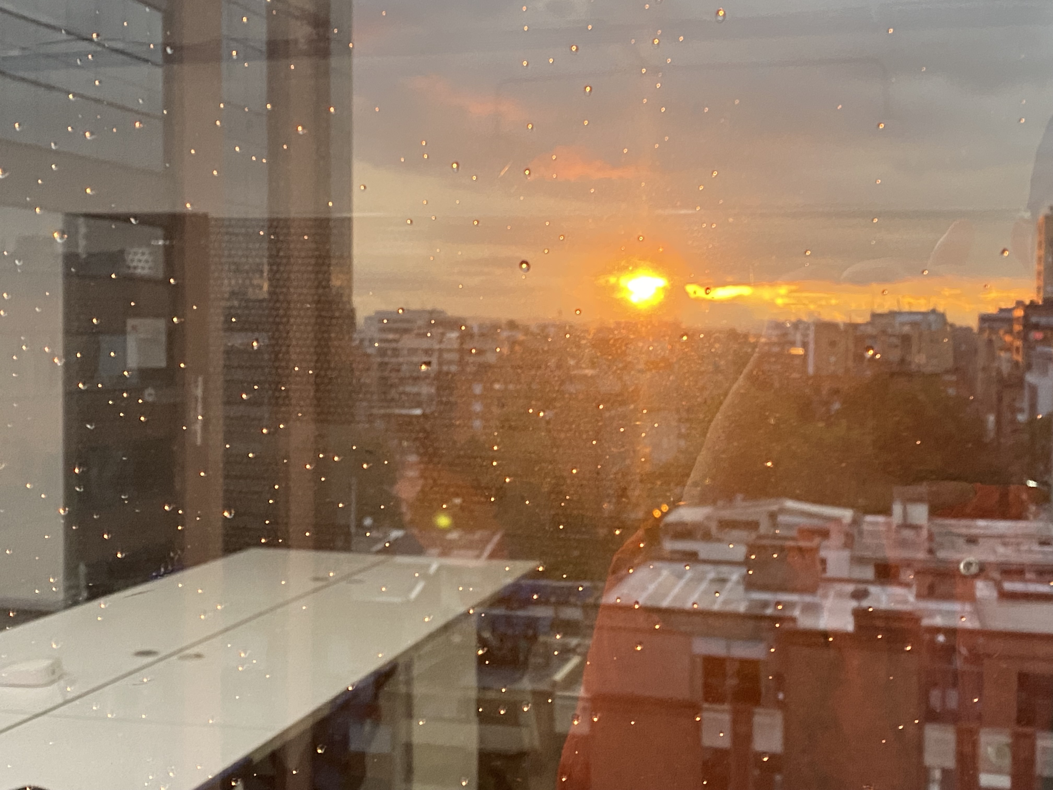 Real photo of a sunset behind a window.  (Infobae)