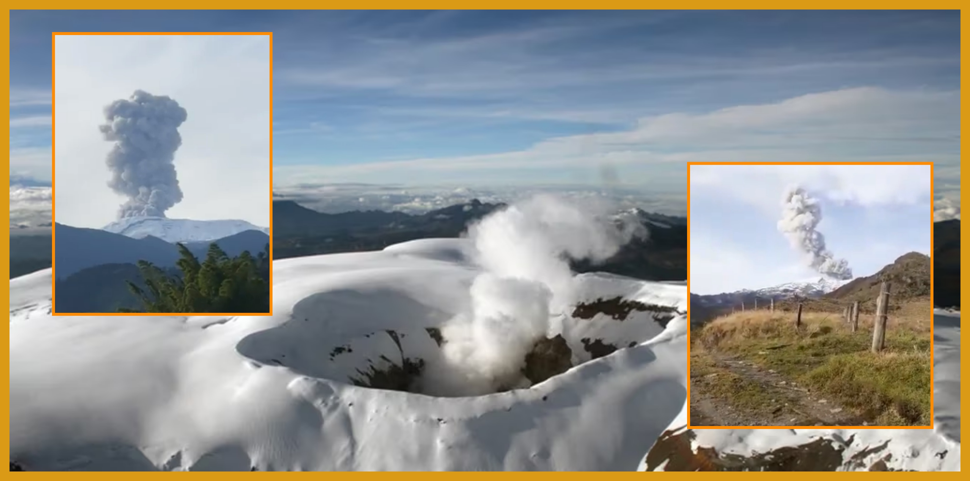 Varios usuarios en redes sociales reportaron la inmensa columna de humo que se desprendió del Nevado del Ruiz.