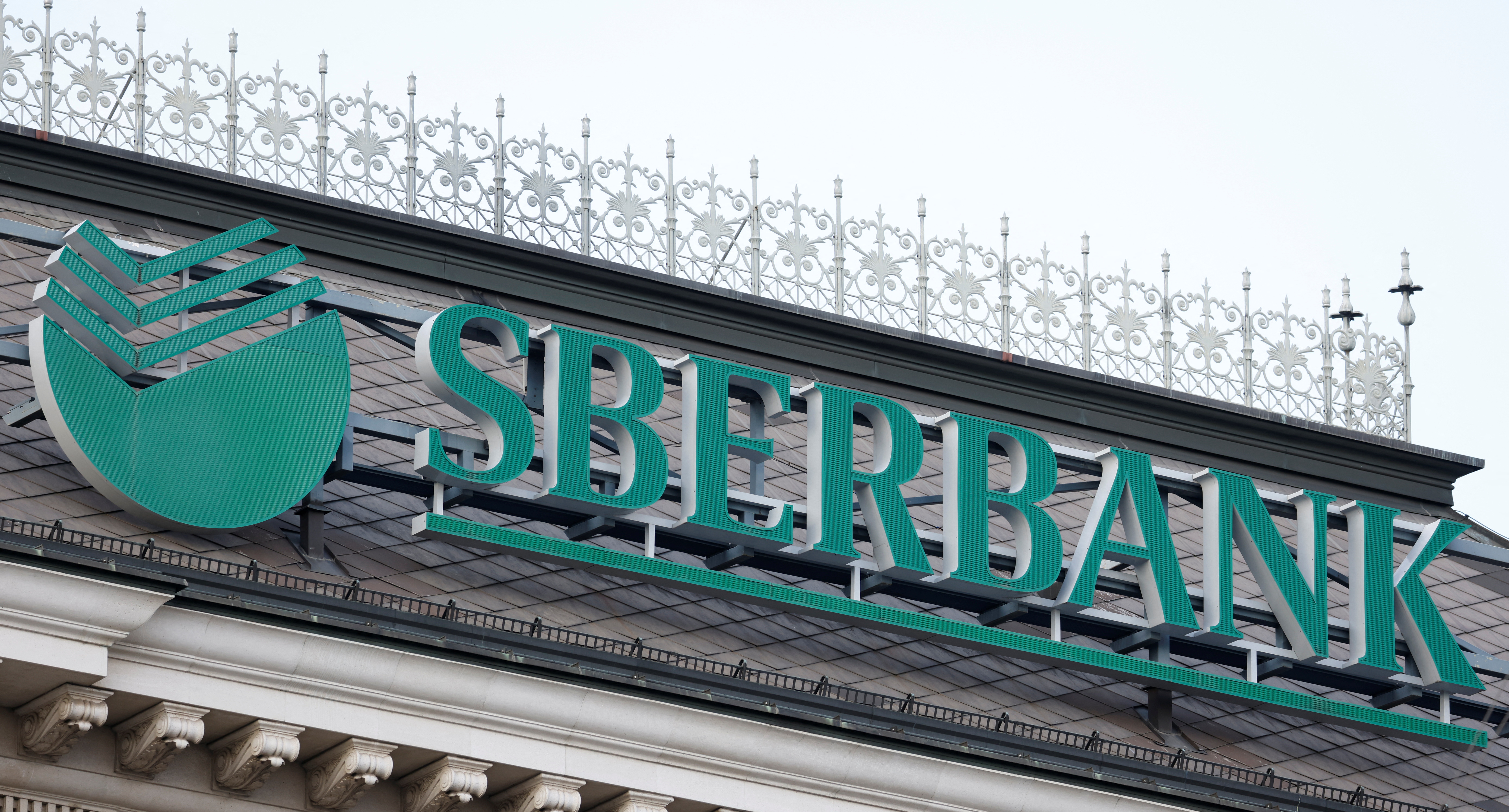 The logo of the Russian Sberbank Europe AG bank is seen on their headquarters in Vienna, Austria, February 28, 2022.  REUTERS/Leonhard Foeger