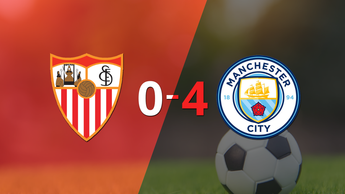 Manchester City derrotó sin complicaciones a Sevilla con doblete de Erling Haaland