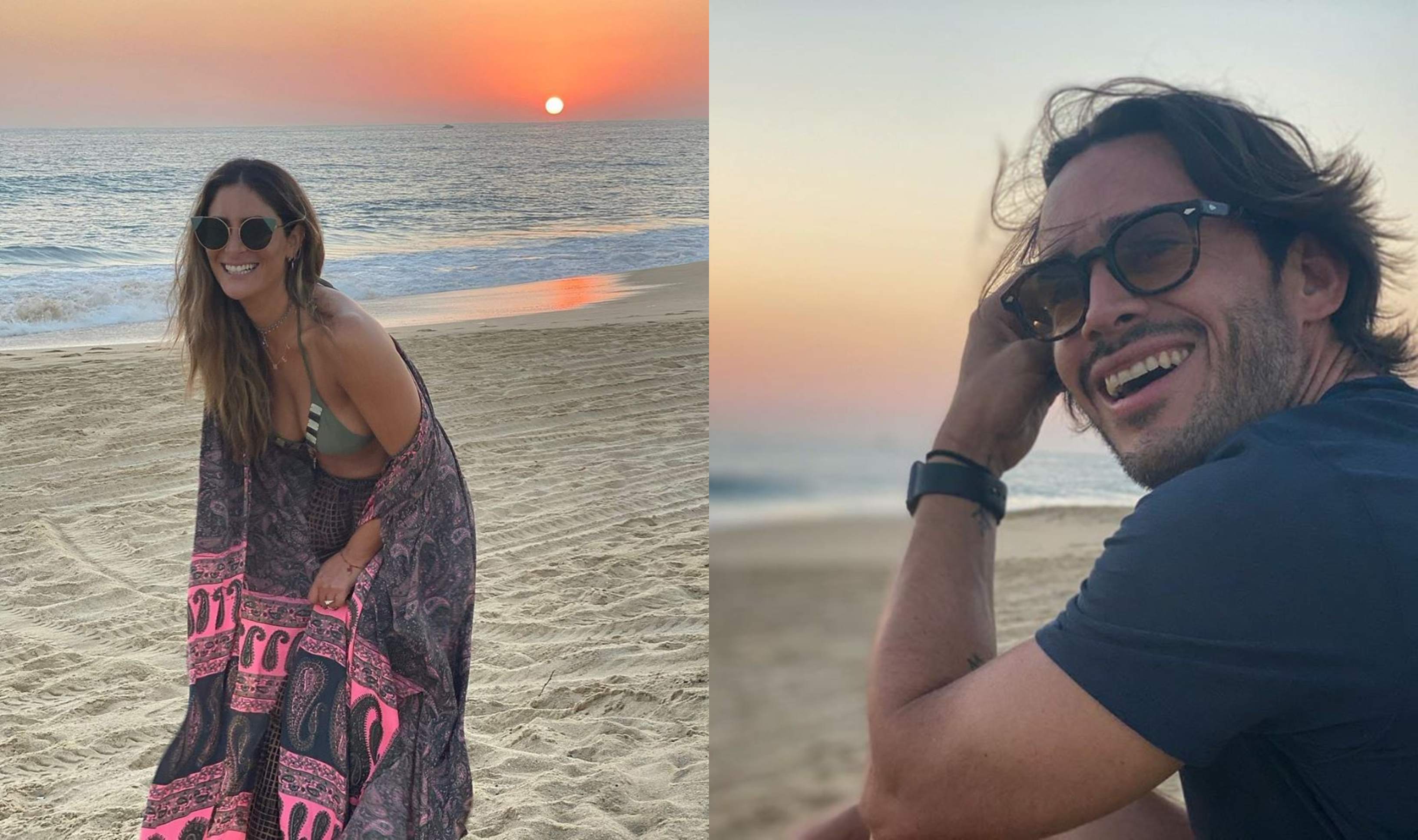 Los famosos compartieron sendas fotos donde se aprecia el mismo atardecer en la playa, aunque trataron de ser discretos al no posar juntos (Foto: Instagram @melissalopez @ponchobaca)