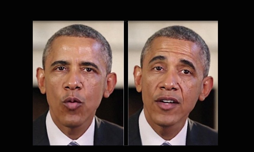 Ejemplo de un deep fake: a la izquierda, la foto real de Barack Obama. A la derecha, el resultado de emplear deep fake. (foto: OpenDemocracy)
