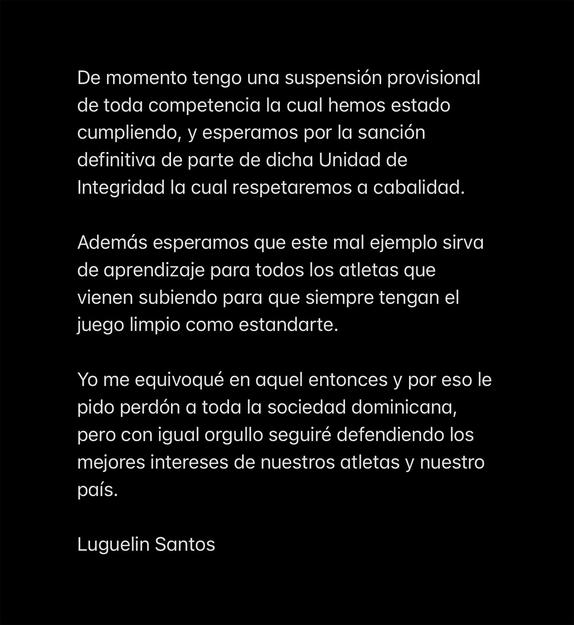 La segunda parte del mensaje de Luguelín Santos