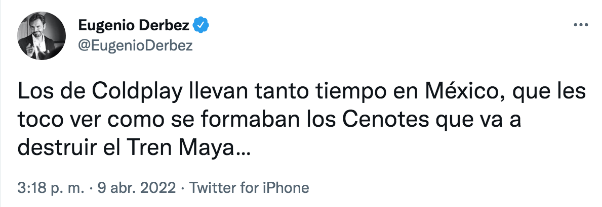Derbez again launched against the Mayan Train (Photo: Twitter)