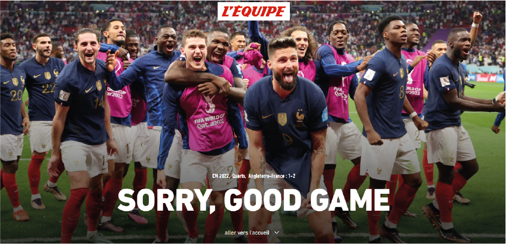“Sorry, god game”, fue el título con sorna que eligió L’Équipe