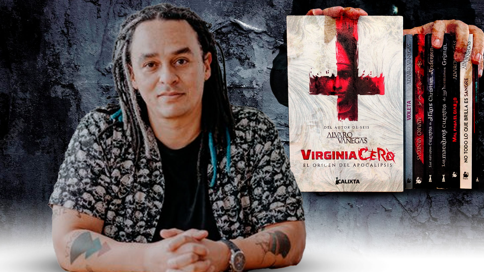 Álvaro Vanegas, escritor colombiano. Diseño a partir de fotografías: Jesús Avilés/Infobae.