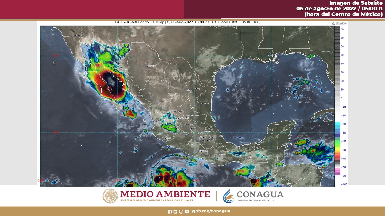 Clima en México para el 06 de agosto de 2022. Foto: CONAGUA Clima