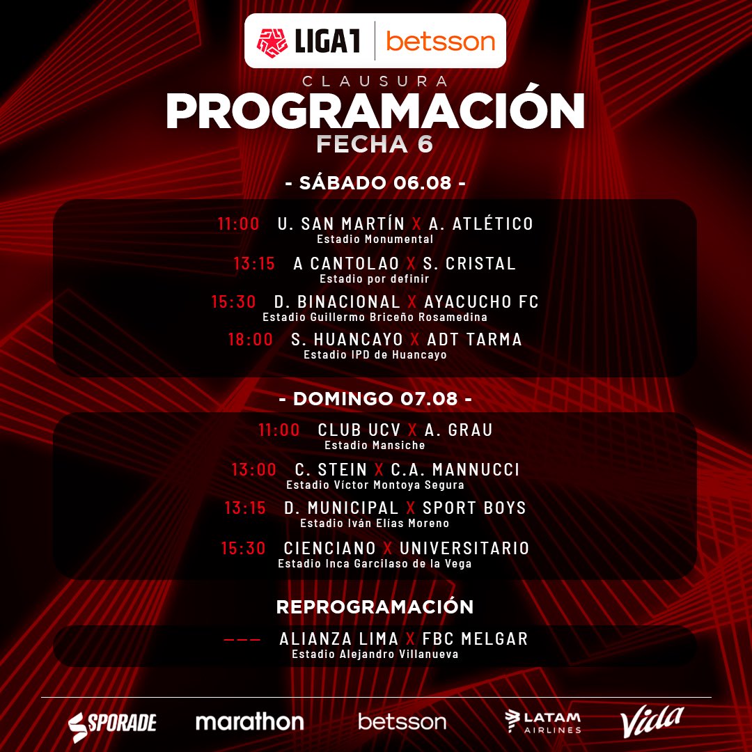 Programación oficial del Torneo Clausura de Liga 1 2022: así se jugará de  la fecha 6 a la 9 - Infobae