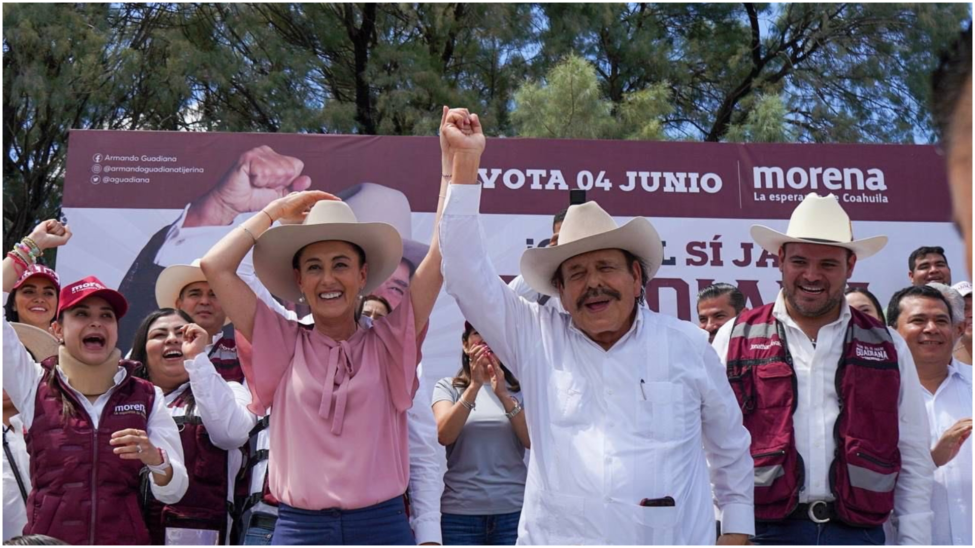 Sheinbaum arribó a Coahuila para apoyar a Guadiana: “Me voy a poner el sombrero”