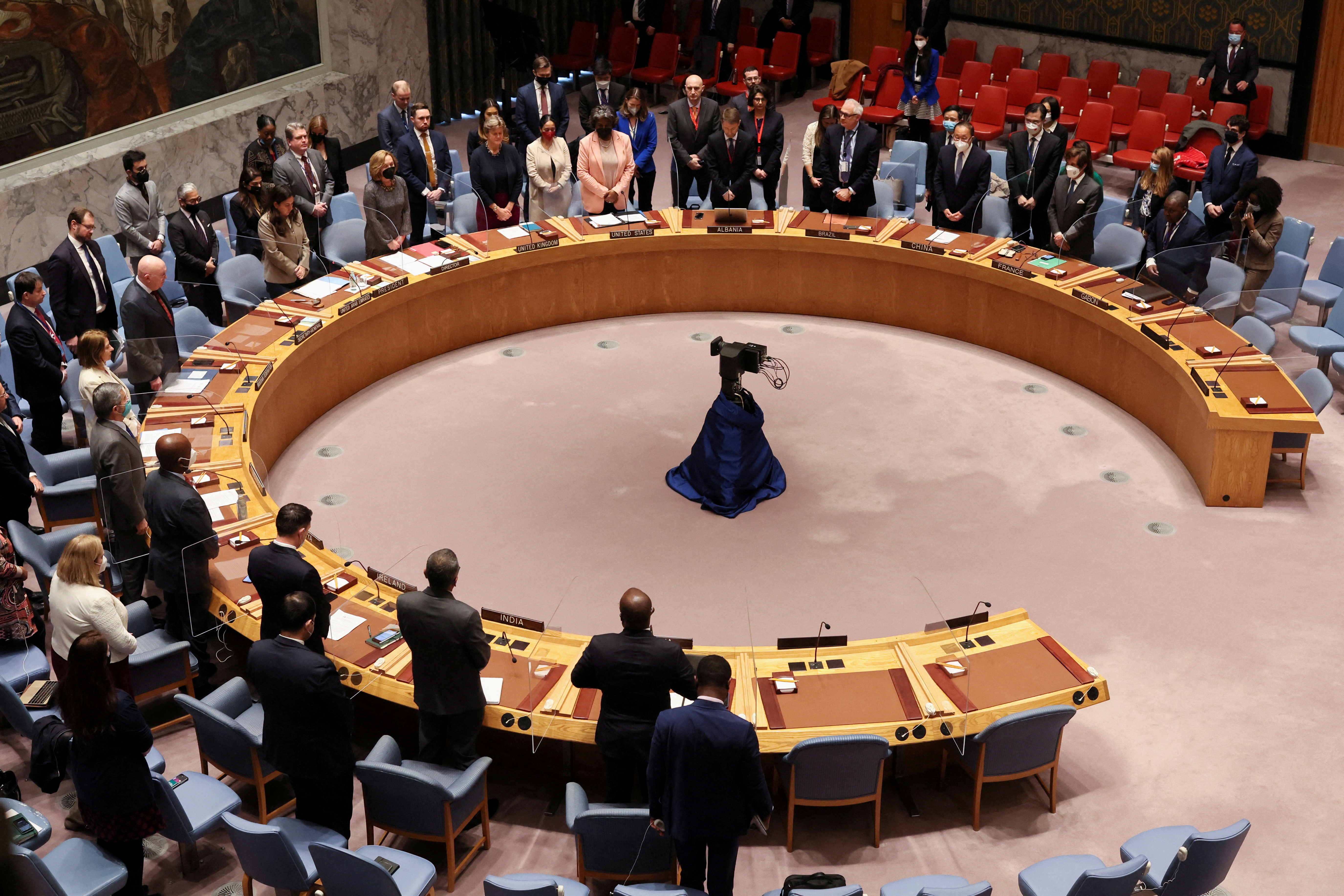 Sitzung des Sicherheitsrats der Vereinten Nationen inmitten der russischen Invasion in der Ukraine, New York, New York, Vereinigte Staaten, 23. März 2022 im Hauptquartier der Vereinten Nationen. 