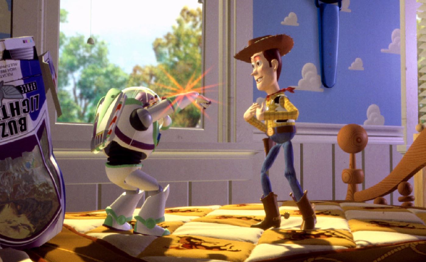 Buzz Lightyear y Woody en "Toy Story". El vaquero empezó con 596 variables animadas, zonas manipulables para crear movimientos y expresiones (Foto: Pixar/Disney)